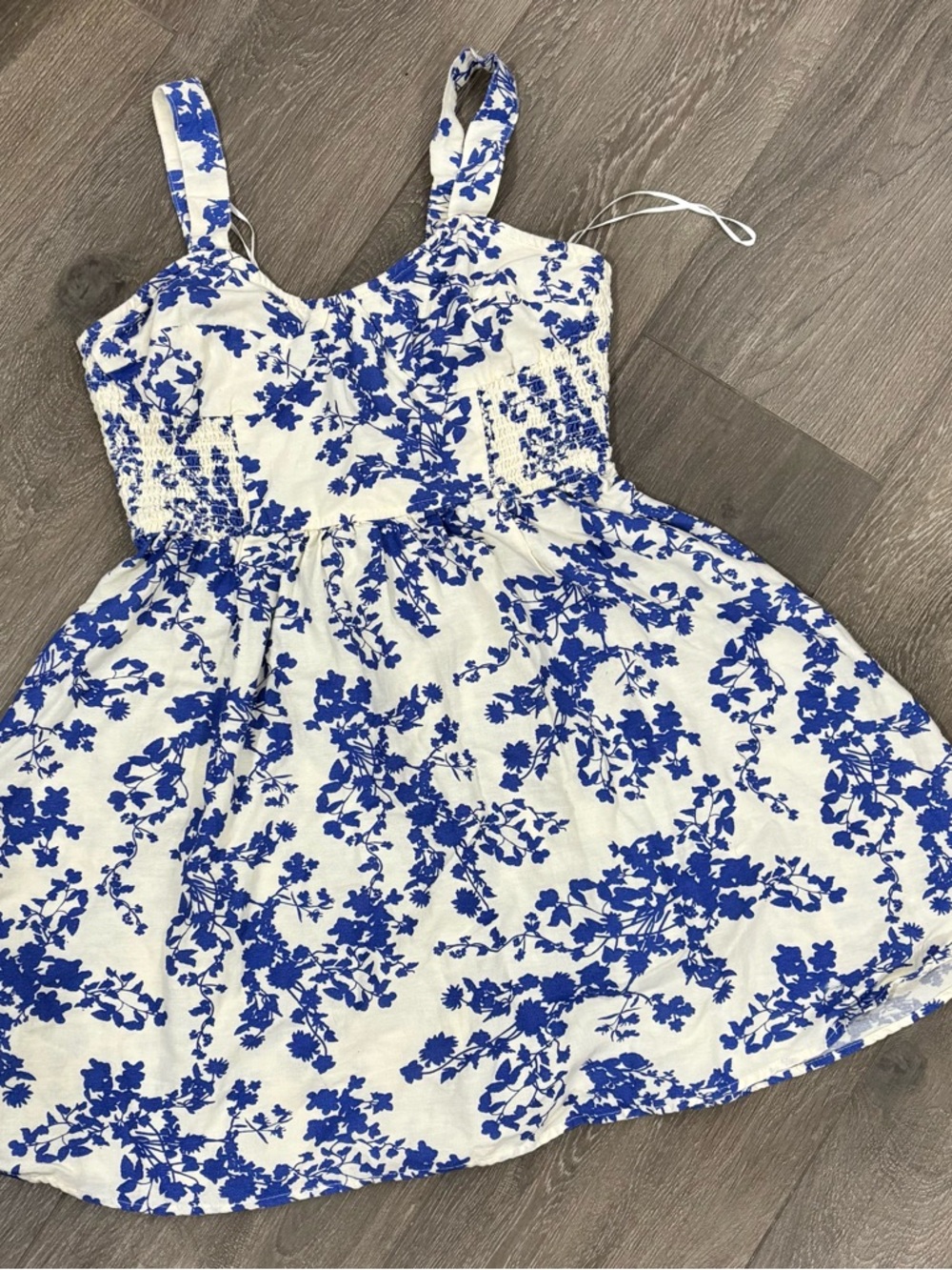 Sincerly Jules White Mini Dress with Blue Floral Print